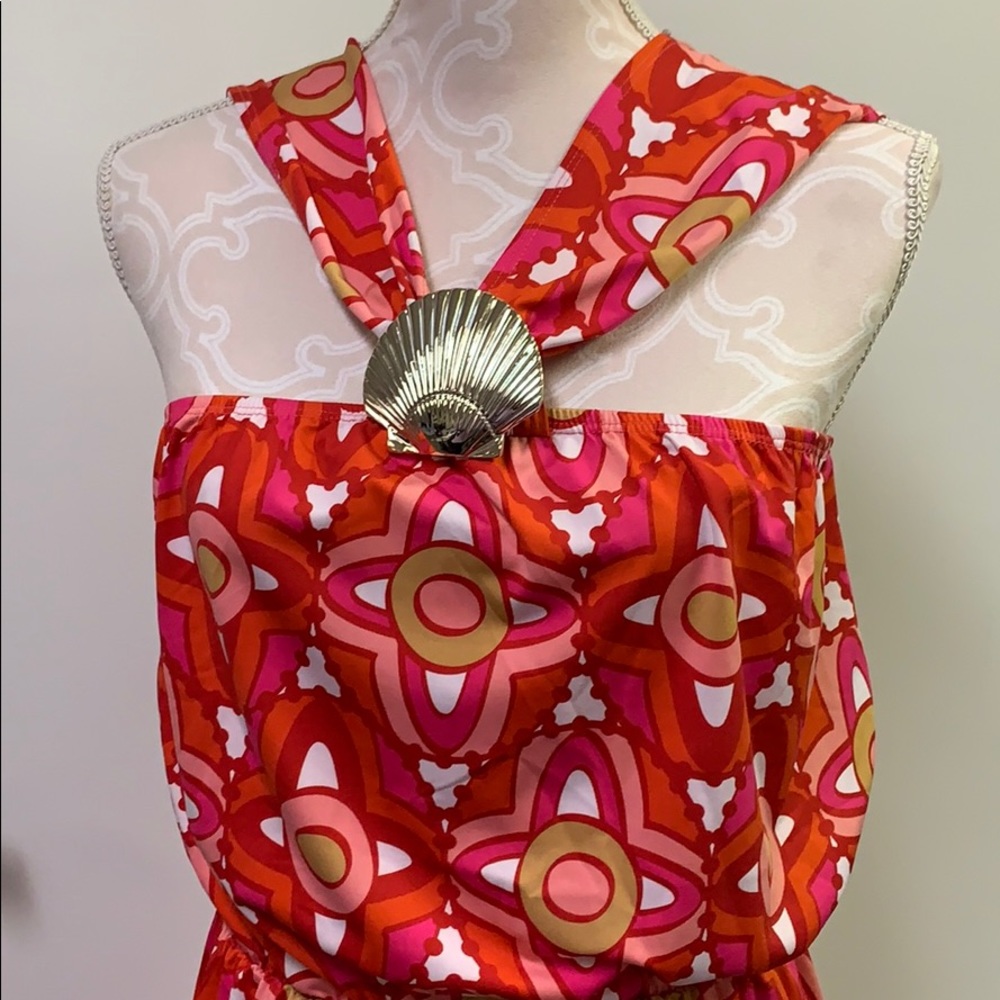 Mudpie fanshell dress NWT pink & red